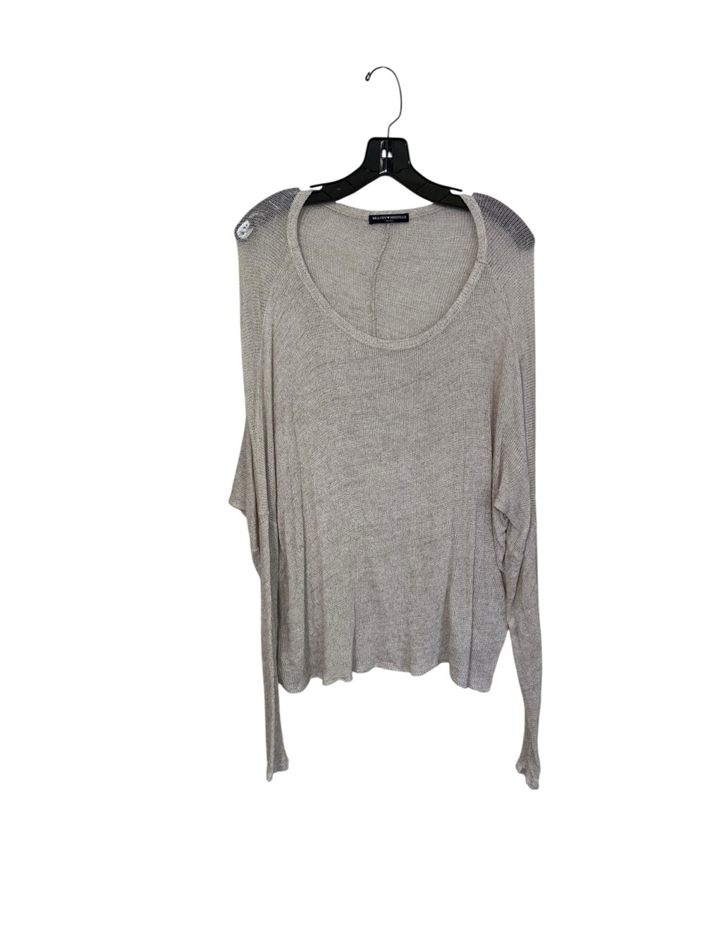 Brandy Melville Light Gray Scoop Neck Long Sleeve Top